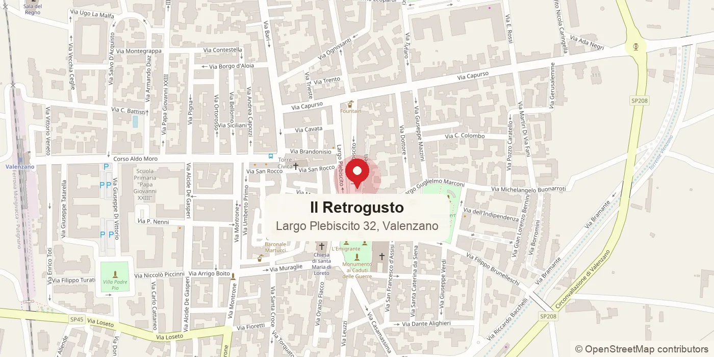 Mappa del centro di Valenzano con Il Retrogusto in Largo Plebiscito 32